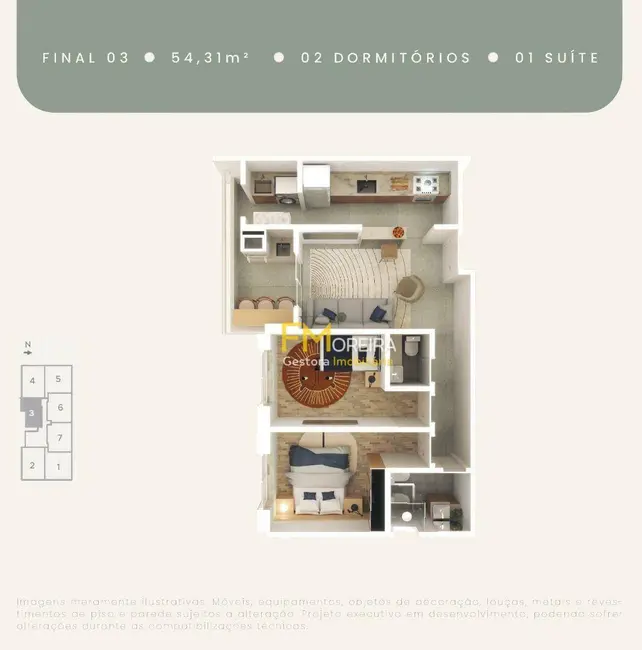 Foto 2 de Apartamento com 2 quartos à venda, 54m2 em Praia Grande - SP