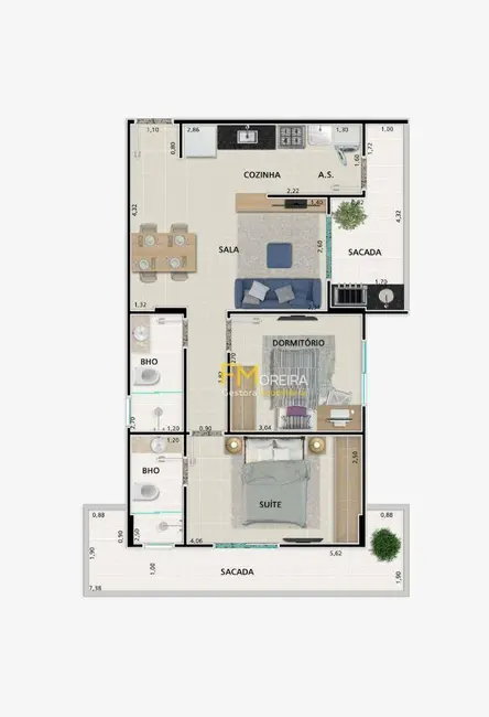 Foto 6 de Apartamento com 2 quartos à venda, 71m2 em Guilhermina, Praia Grande - SP