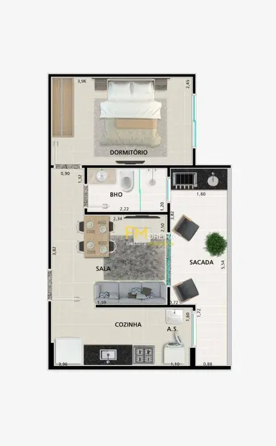 Apartamento com 1 quarto à venda, 40m2 em Guilhermina, Praia Grande - SP - imagem 6 Foto 6 de Apartamento com 1 quarto à venda, 40m2 em Guilhermina, Praia Grande - SP