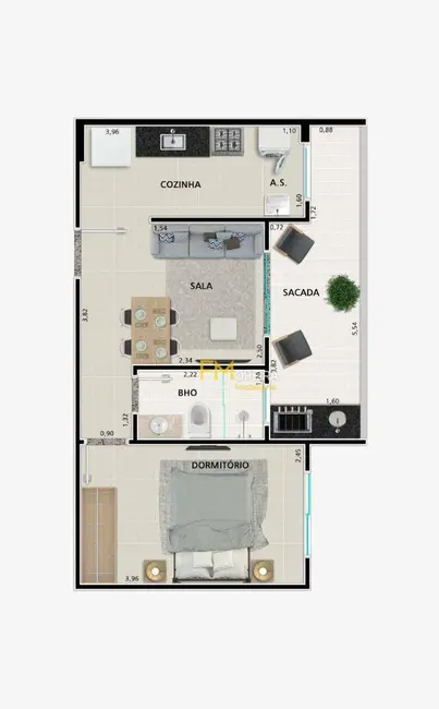 Apartamento com 1 quarto à venda, 40m2 em Guilhermina, Praia Grande - SP - imagem 2 Foto 2 de Apartamento com 1 quarto à venda, 40m2 em Guilhermina, Praia Grande - SP