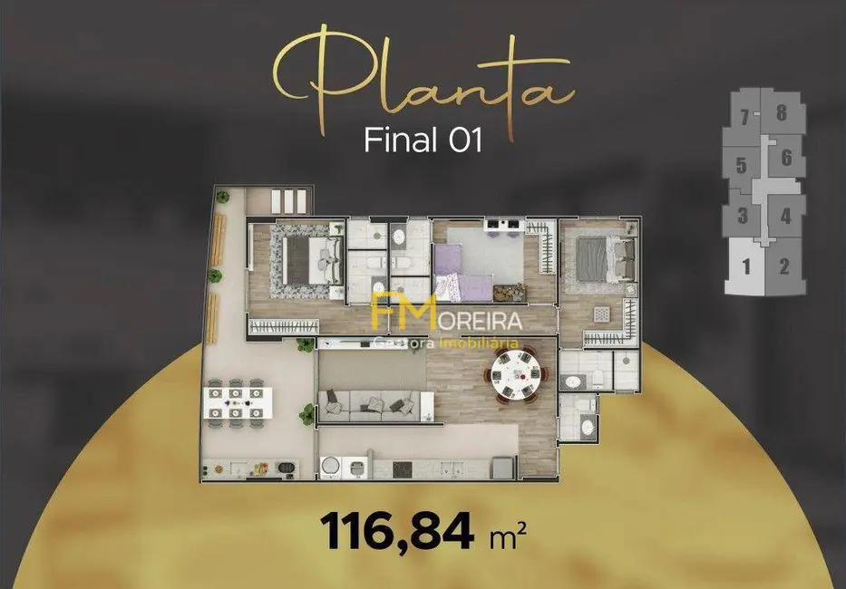 Foto 2 de Apartamento com 3 quartos à venda, 116m2 em Caiçara, Praia Grande - SP