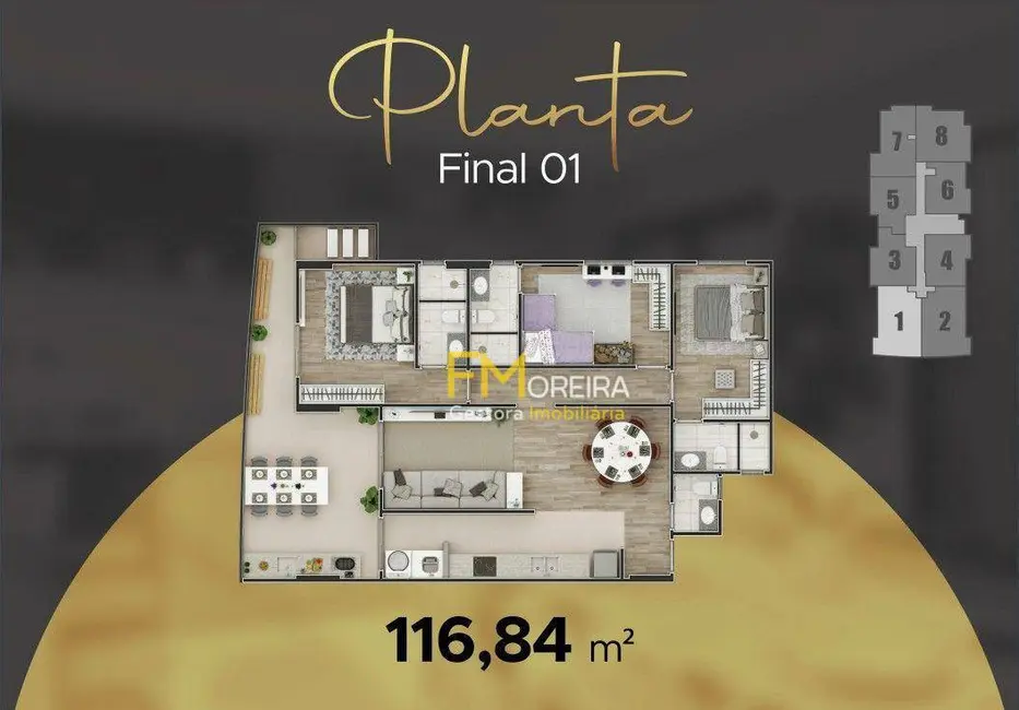 Foto 2 de Apartamento com 3 quartos à venda, 116m2 em Caiçara, Praia Grande - SP