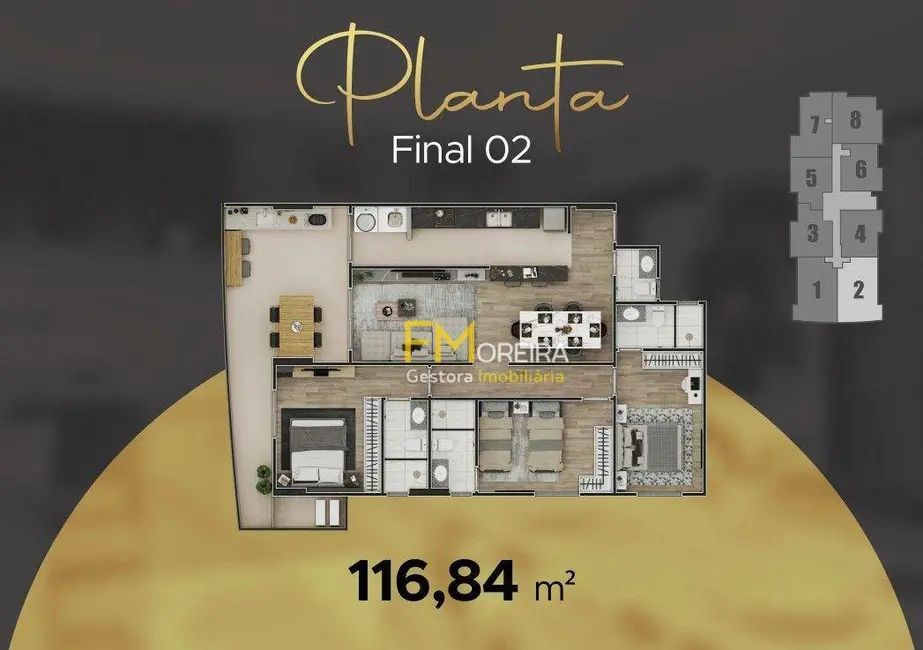 Foto 4 de Apartamento com 3 quartos à venda, 116m2 em Caiçara, Praia Grande - SP