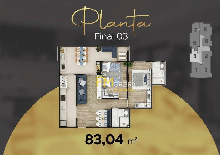 Foto 3 de Apartamento com 2 quartos à venda, 83m2 em Caiçara, Praia Grande - SP