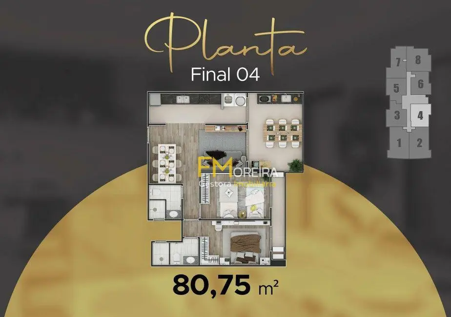 Foto 2 de Apartamento com 2 quartos à venda, 80m2 em Caiçara, Praia Grande - SP