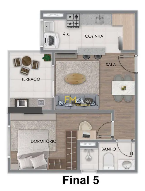 Apartamento com 1 quarto à venda, 37m2 em Praia Grande - SP - imagem 9 Foto 9 de Apartamento com 1 quarto à venda, 37m2 em Praia Grande - SP