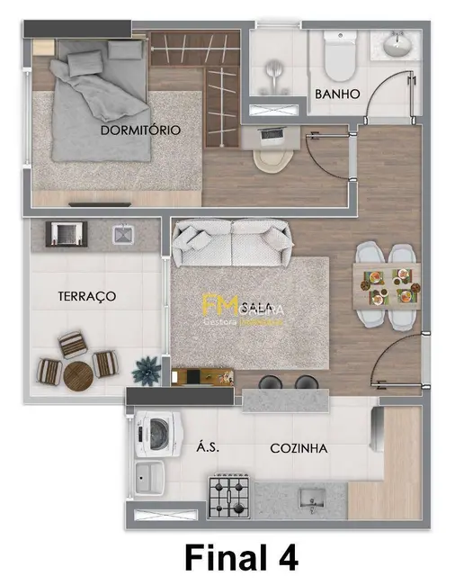 Apartamento com 1 quarto à venda, 37m2 em Praia Grande - SP - imagem 8 Foto 8 de Apartamento com 1 quarto à venda, 37m2 em Praia Grande - SP