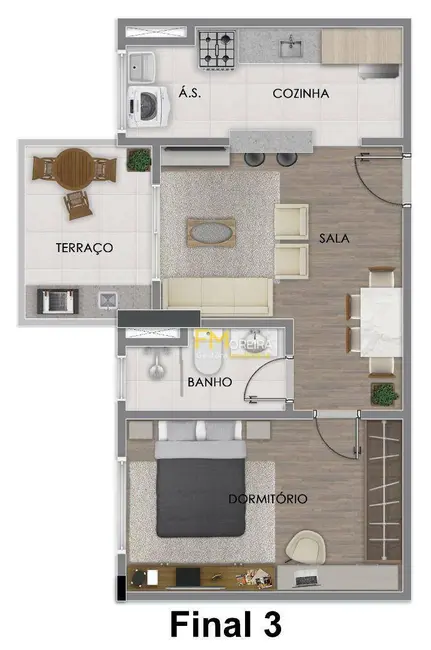 Apartamento com 1 quarto à venda, 37m2 em Praia Grande - SP - imagem 7 Foto 7 de Apartamento com 1 quarto à venda, 37m2 em Praia Grande - SP