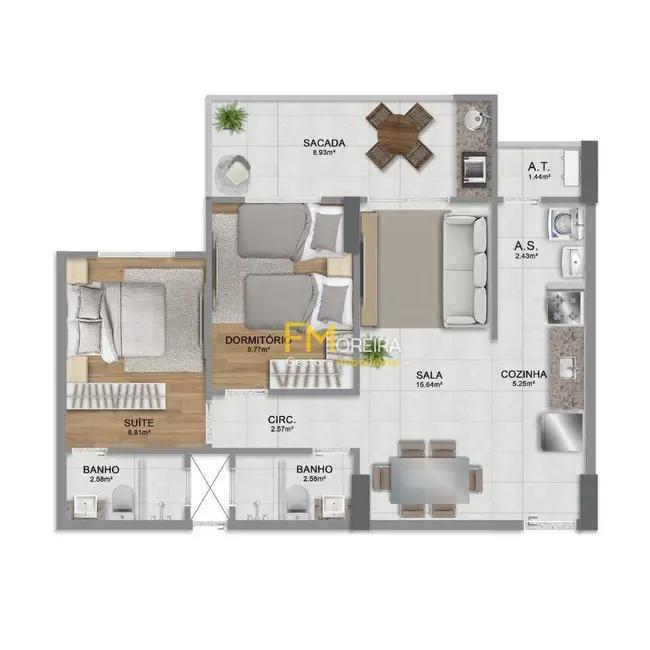 Foto 5 de Apartamento com 2 quartos à venda, 67m2 em Praia Grande - SP