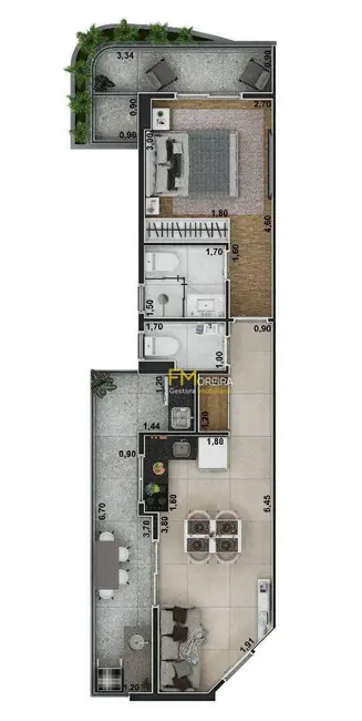 Foto 3 de Apartamento com 1 quarto à venda, 48m2 em Praia Grande - SP