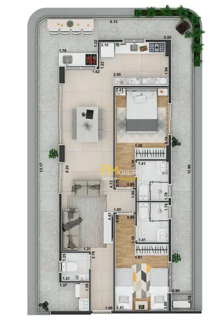 Foto 3 de Apartamento com 2 quartos à venda, 95m2 em Praia Grande - SP
