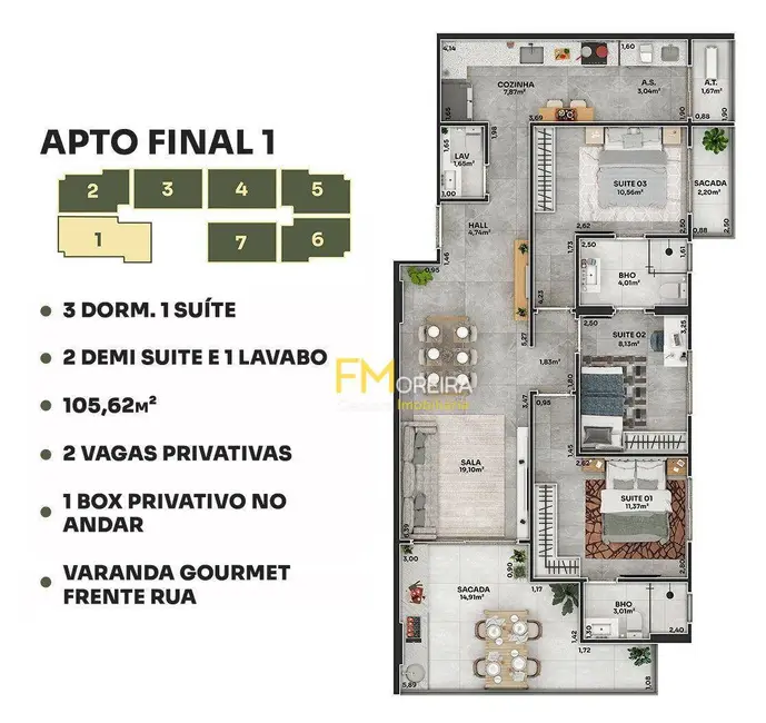 Foto 2 de Apartamento com 3 quartos à venda, 105m2 em Boqueirão, Praia Grande - SP