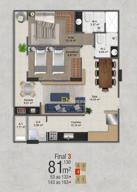 Foto 4 de Apartamento com 2 quartos à venda, 81m2 em Praia Grande - SP