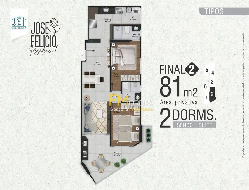 Foto 3 de Apartamento com 2 quartos à venda, 81m2 em Mirim, Praia Grande - SP