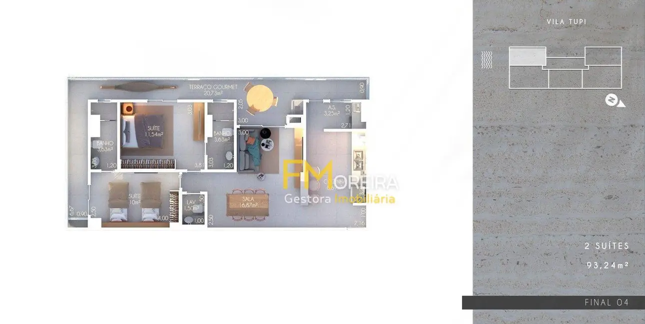 Foto 4 de Apartamento com 2 quartos à venda, 93m2 em Tupi, Praia Grande - SP