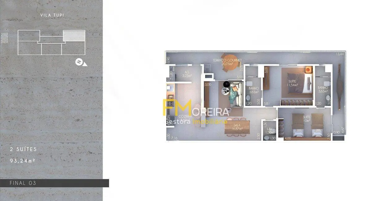 Foto 3 de Apartamento com 2 quartos à venda, 93m2 em Tupi, Praia Grande - SP