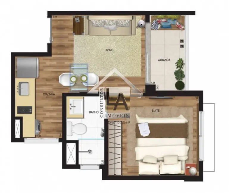 Apartamento com 1 quarto à venda, 31m2 em Campo Belo, São Paulo - SP - imagem 6 Foto 6 de Apartamento com 1 quarto à venda, 31m2 em Campo Belo, São Paulo - SP