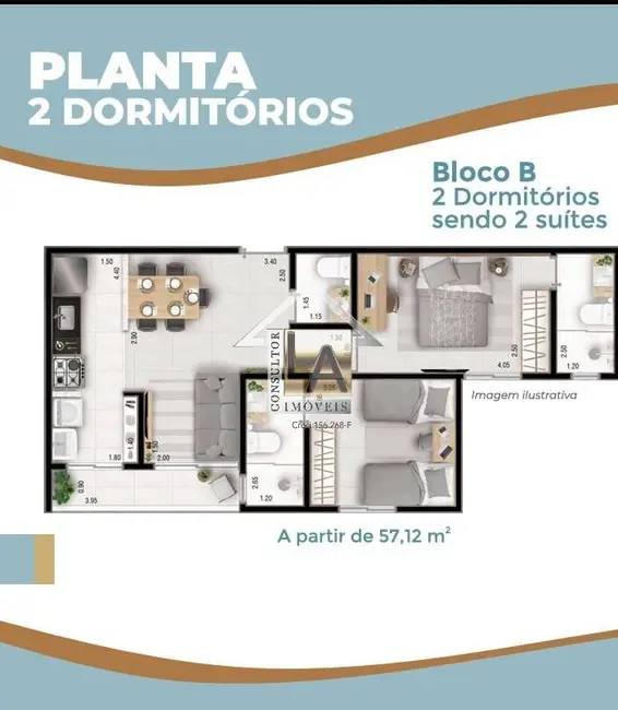 Foto 4 de Apartamento com 2 quartos à venda, 57m2 em Jardim Santa Cruz, Indaiatuba - SP