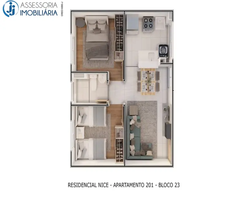 Apartamento com 2 quartos à venda, 45m2 em Liberdade, Parnamirim - RN - imagem 6 Foto 6 de Apartamento com 2 quartos à venda, 45m2 em Liberdade, Parnamirim - RN
