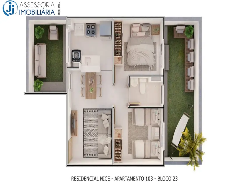 Apartamento com 2 quartos à venda, 45m2 em Liberdade, Parnamirim - RN - imagem 7 Foto 7 de Apartamento com 2 quartos à venda, 45m2 em Liberdade, Parnamirim - RN