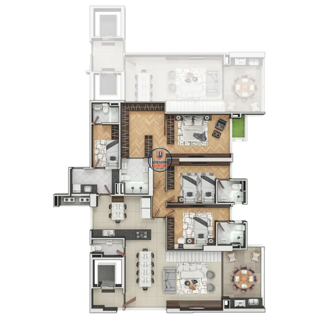 Apartamento com 4 quartos à venda, 187m2 em Candelária, Natal - RN - imagem 6 Foto 6 de Apartamento com 4 quartos à venda, 187m2 em Candelária, Natal - RN