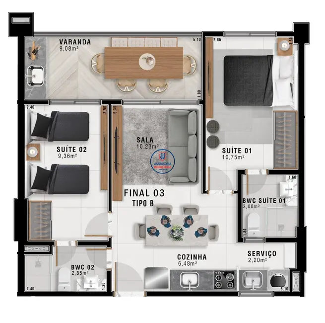 Apartamento com 2 quartos à venda, 61m2 em Capim Macio, Natal - RN - imagem 6 Foto 6 de Apartamento com 2 quartos à venda, 61m2 em Capim Macio, Natal - RN