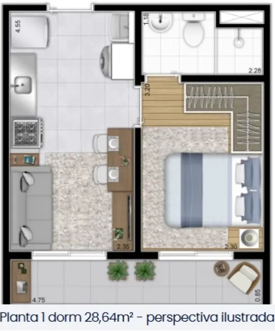 Foto 9 de Apartamento com 1 quarto à venda, 28m2 em Vila Ema, São Paulo - SP