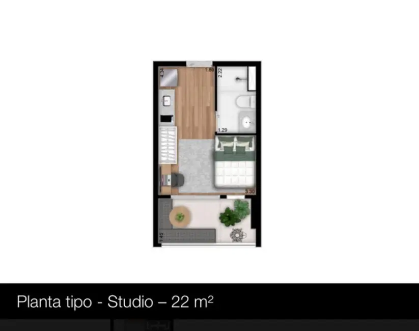 Foto 3 de Apartamento com 1 quarto à venda, 25m2 em Perdizes, São Paulo - SP