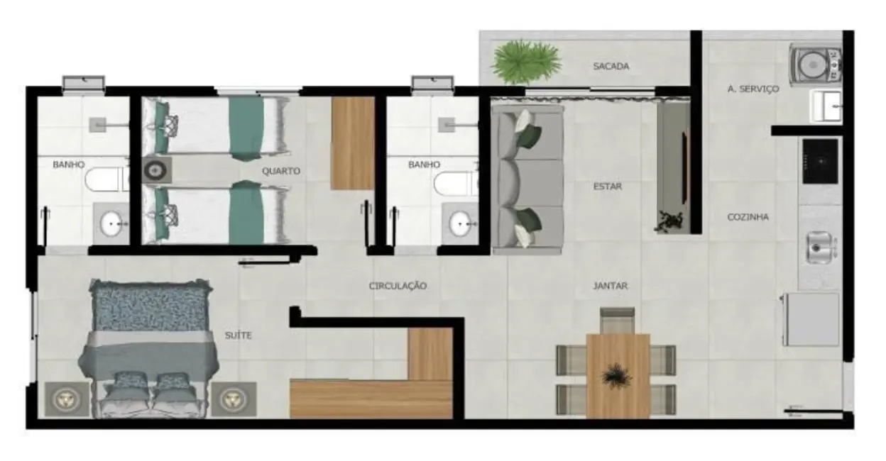 Foto 2 de Apartamento com 2 quartos à venda, 62m2 em Tubalina, Uberlandia - MG