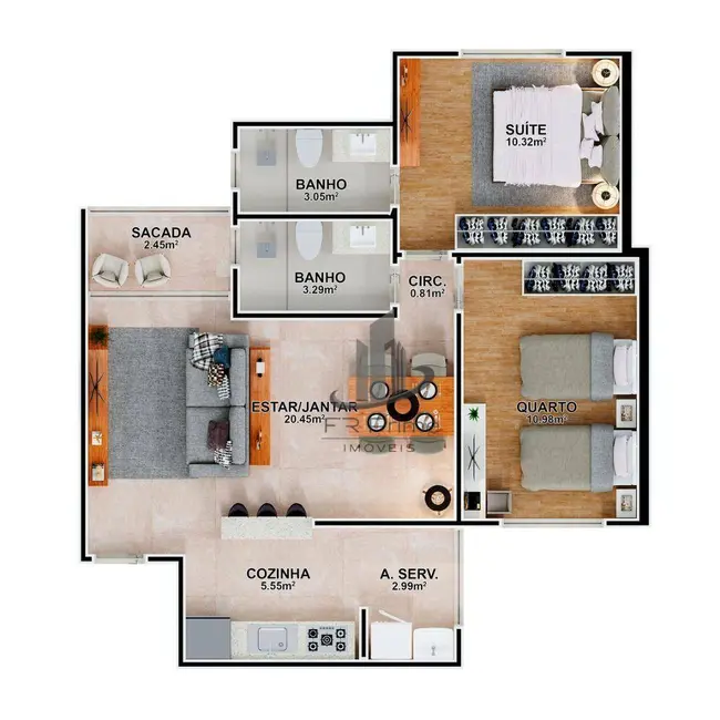 Foto 7 de Apartamento com 2 quartos à venda, 62m2 em São Luís, Volta Redonda - RJ