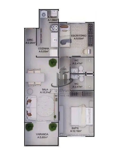 Foto 2 de Apartamento com 2 quartos à venda, 61m2 em São Geraldo, Volta Redonda - RJ