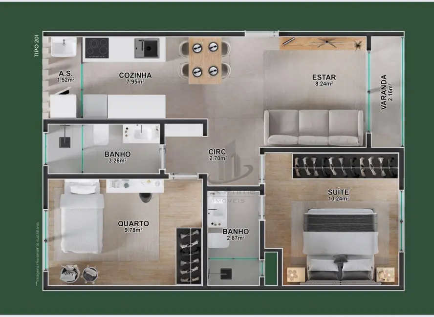 Apartamento com 2 quartos à venda, 56m2 em Voldac, Volta Redonda - RJ - imagem 3 Foto 3 de Apartamento com 2 quartos à venda, 56m2 em Voldac, Volta Redonda - RJ