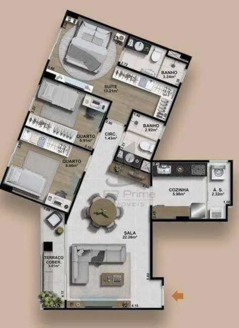Apartamento com 3 quartos à venda, 80m2 em Bela Vista, Volta Redonda - RJ - imagem 7 Foto 7 de Apartamento com 3 quartos à venda, 80m2 em Bela Vista, Volta Redonda - RJ