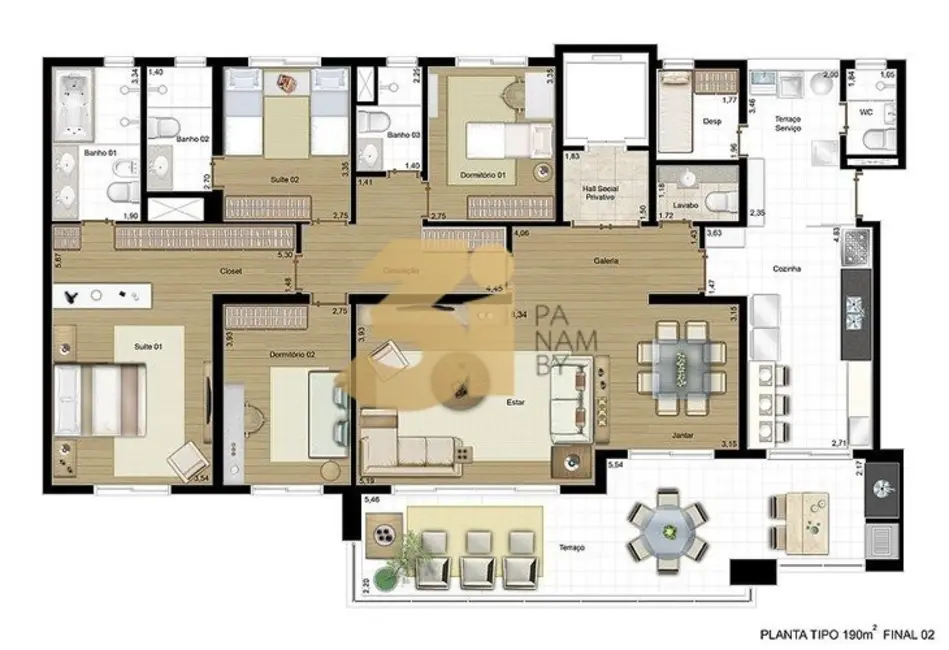 Apartamento com 4 quartos à venda, 195m2 em Vila Andrade, São Paulo - SP - imagem 3 Foto 3 de Apartamento com 4 quartos à venda, 195m2 em Vila Andrade, São Paulo - SP