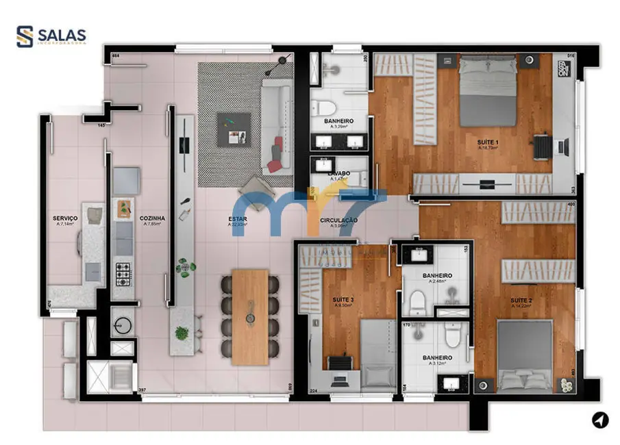 Foto 5 de Apartamento com 3 quartos à venda, 93m2 em Vila Aurora I, Rondonopolis - MT