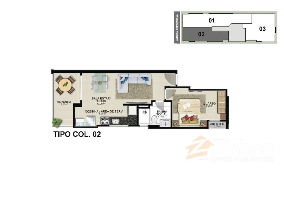 Foto 3 de Apartamento com 2 quartos à venda, 57m2 em Praia do Morro, Guarapari - ES