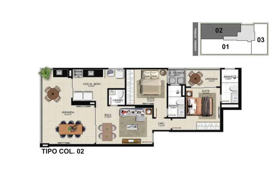 Foto 9 de Apartamento com 2 quartos à venda, 71m2 em Praia do Morro, Guarapari - ES