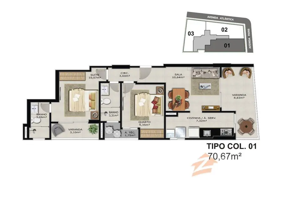 Foto 9 de Apartamento com 2 quartos à venda, 68m2 em Praia do Morro, Guarapari - ES