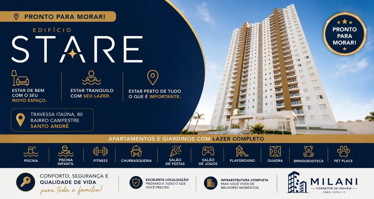 Foto 1 de Apartamento com 2 quartos à venda, 59m2 em Campestre, Santo Andre - SP