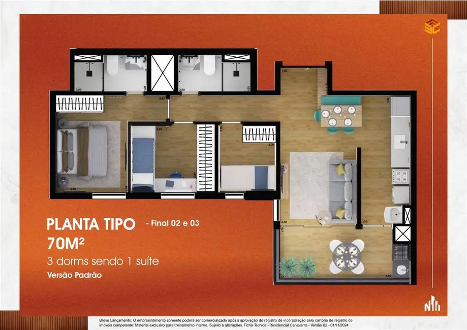 Foto 6 de Apartamento com 3 quartos à venda, 72m2 em Campestre, Santo Andre - SP