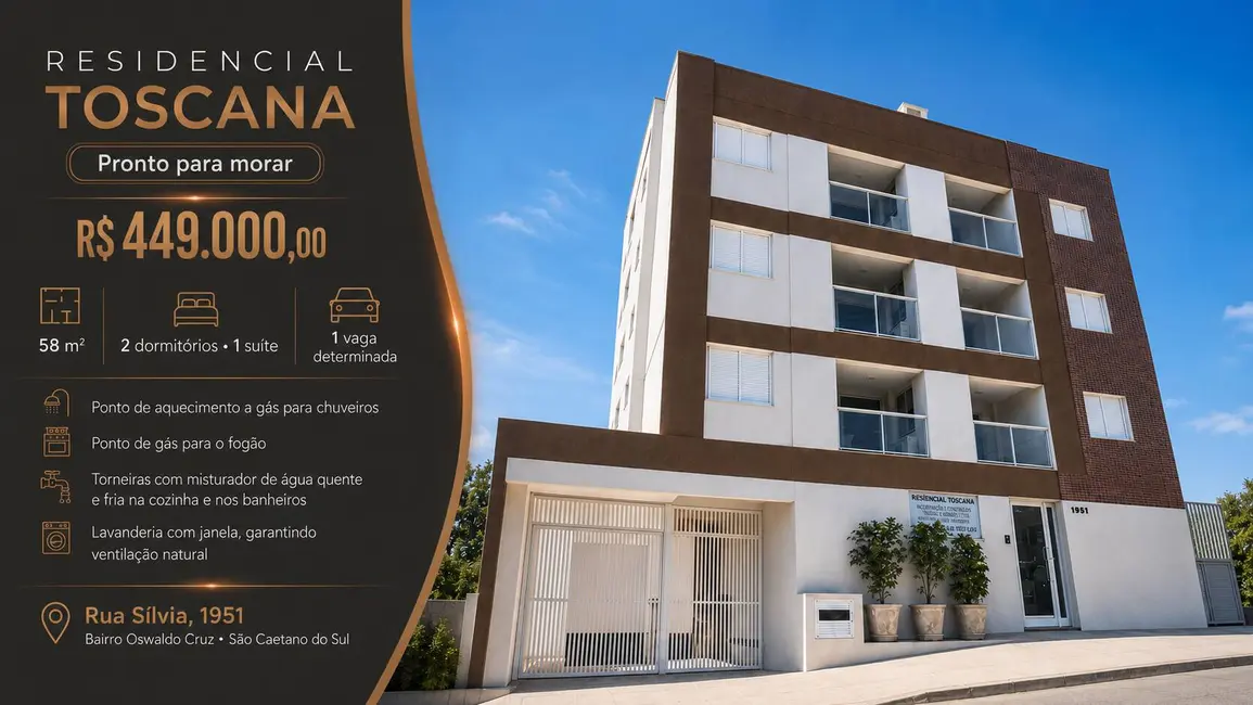 Foto 1 de Apartamento com 2 quartos à venda, 58m2 em Osvaldo Cruz, Sao Caetano Do Sul - SP