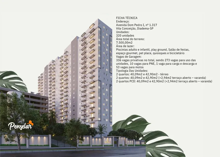 Foto 1 de Apartamento com 2 quartos à venda, 40m2 em Conceição, Diadema - SP