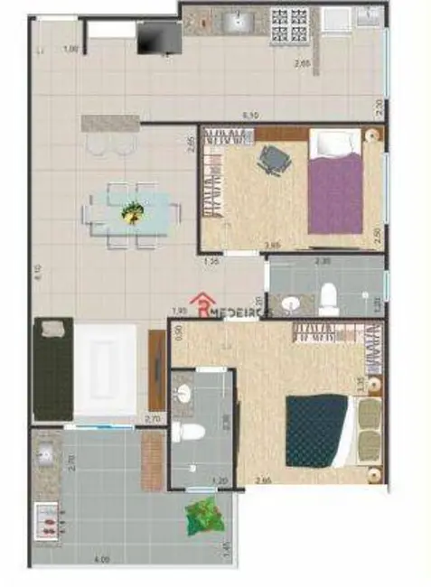 Apartamento com 2 quartos à venda, 77m2 em Aviação, Praia Grande - SP - imagem 7 Foto 7 de Apartamento com 2 quartos à venda, 77m2 em Aviação, Praia Grande - SP