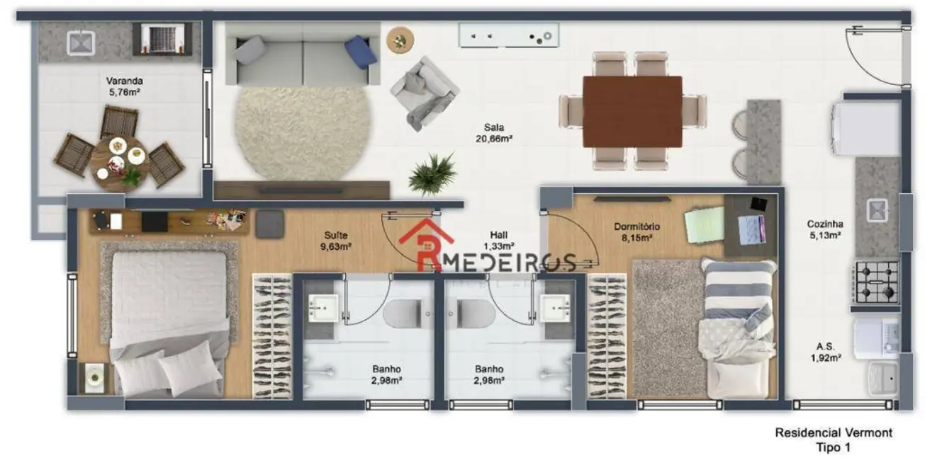 Foto 2 de Apartamento com 2 quartos à venda, 67m2 em Praia Grande - SP