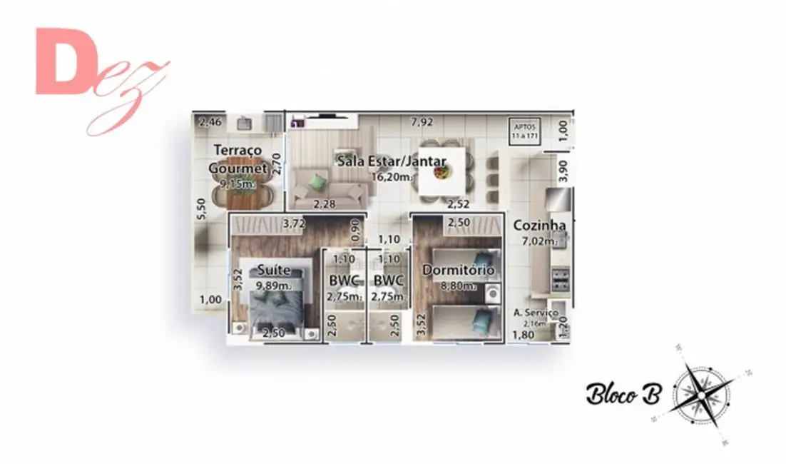 Foto 9 de Apartamento com 2 quartos à venda, 69m2 em Boqueirão, Praia Grande - SP