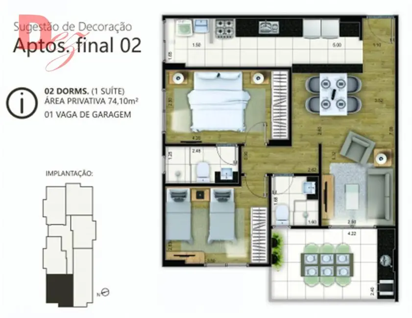 Apartamento com 2 quartos à venda, 74m2 em Canto do Forte, Praia Grande - SP - imagem 5 Foto 5 de Apartamento com 2 quartos à venda, 74m2 em Canto do Forte, Praia Grande - SP