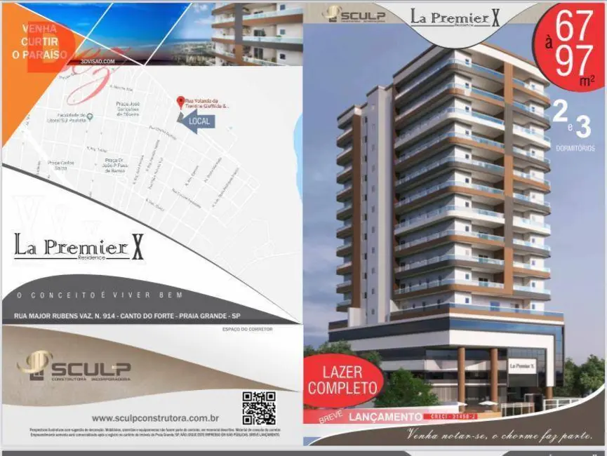 Foto 2 de Apartamento com 2 quartos à venda, 67m2 em Canto do Forte, Praia Grande - SP