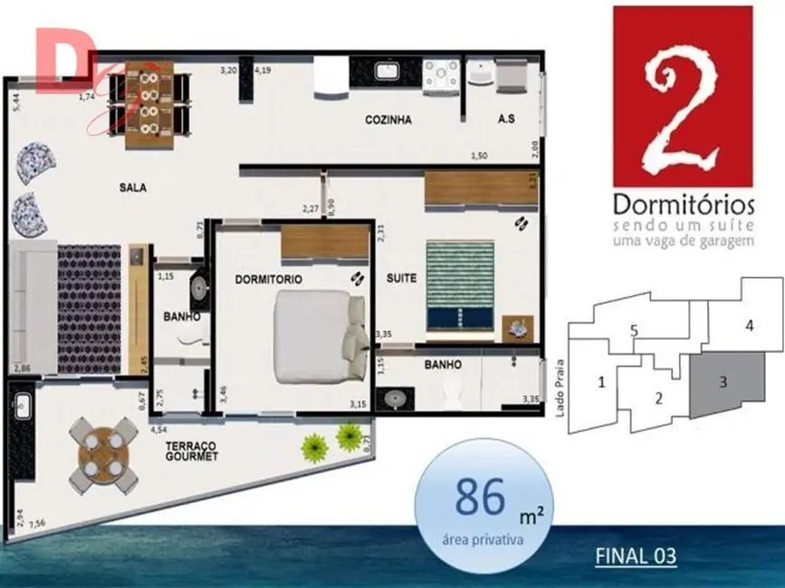Apartamento com 2 quartos à venda, 12814m2 em Praia Grande - SP - imagem 6 Foto 6 de Apartamento com 2 quartos à venda, 12814m2 em Praia Grande - SP