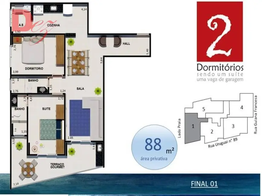 Foto 2 de Apartamento com 2 quartos à venda, 120m2 em Praia Grande - SP