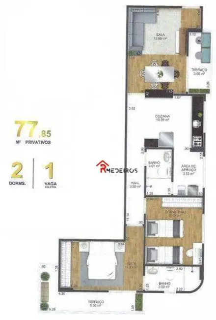 Foto 6 de Apartamento com 1 quarto à venda, 85m2 em Praia Grande - SP